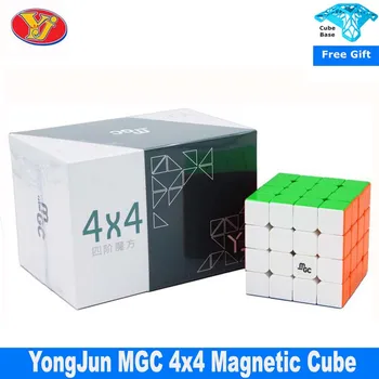 Yongjun לMGC 4x4 מגנטי מהירות קובייה שחורה YJ לMGC 4x4x4 Stickerless פאזל Magico Cubo צעצועים חינוכיים לילדים התמונה