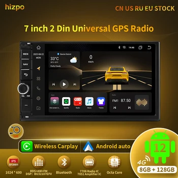 Hizpo 2din 7inch CarPlay אנדרואיד 12 אוטומטי אוניברסלי לרכב סטריאו Bluetooth רדיו FM עבור ניסן טויוטה פולקסווגן Autoradio 8G 128G התמונה