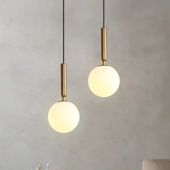 מודרני תליון מנורה מפוארת זהב זכוכית הכדור אהיל תלוי אורות גופי על חדר האוכל קישוט חדר השינה תאורה התמונה