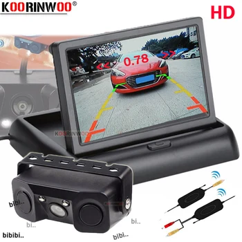 Koorinwoo דיגיטלי עם צג הפיך המצלמה Parktronic עבור רכב חיישן חניה אלחוטי המכונית כתם עיוור זיהוי מערכת התמונה